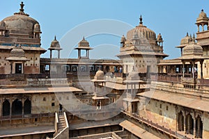 Jahangir Mahal Orchha Fort in Orchha, Madhya Pradesh, India.