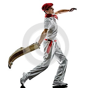 Jai alai Basque pelota ..Cesta Punta player man isolated silhouet photo