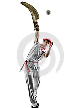 Jai alai Basque pelota ..Cesta Punta player man isolated silhouet photo