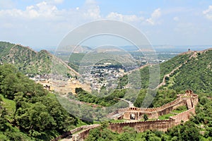 The Jaigarh Fort overlooking Amer Fort and the town in Jaipur