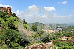 The Jaigarh Fort overlooking Amer Fort and the town in Jaipur