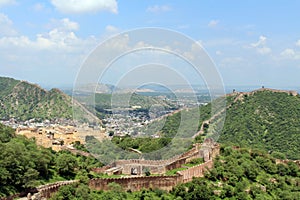 The Jaigarh Fort overlooking Amer Fort and the town in Jaipur