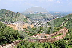 The Jaigarh Fort overlooking Amer Fort and the town in Jaipur