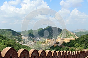 The Jaigarh Fort overlooking Amer Fort and the town in Jaipur