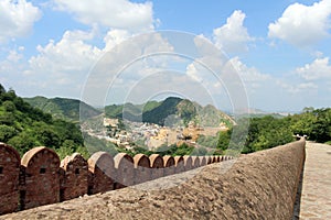 The Jaigarh Fort overlooking Amer Fort and the town in Jaipur