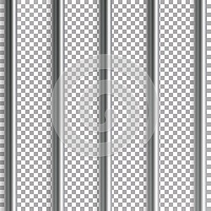 Jail Bars Vector Illustration. Isolated On Transparent Background. 3D Iron Or Steel Prison House Grid Illustration