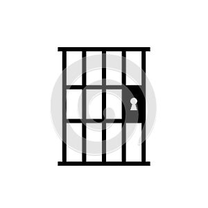 Jail cell door silhouette icon. Clipart image