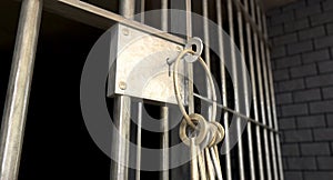 Jail Cell With Open Door And Bunch Of Keys