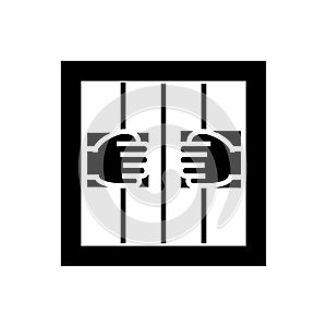 Jail icon, vector illustration, black sign on isolated background