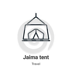 Jaima tent outline vector icon. Thin line black jaima tent icon, flat vector simple element illustration from editable travel
