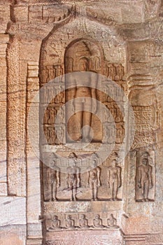 Jain images on the wall of Badami Cave temples, India