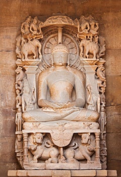 The Jain's statue on altar in Adinath Temple, Khajuraho.