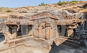 Jain temple Chhota Kailasa in Ellora, Maharasthra state, Ind