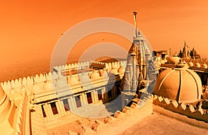 Jain temple complex on top of Shatrunjaya hill in India