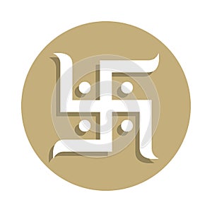 Jainism Hinduim Swastika sign icon in badge style. One of religion symbol collection icon can be used for UI, UX
