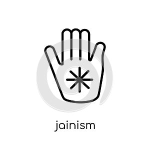 Jainism icon. Trendy modern flat linear vector Jainism icon on w