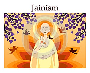 Jainism, Jain Dharma. Ancient dharmic Indian religion. Jain monk standing