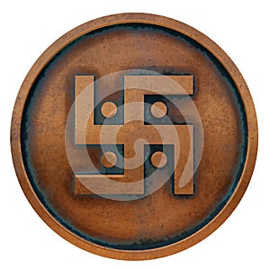 Jainism symbol on the copper metal coin