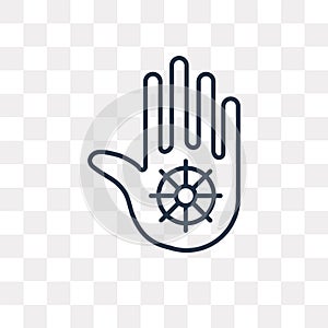 Jainism vector icon on transparent background, linear J