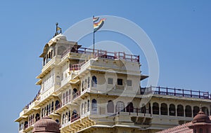 Jaipur City Palace with Flag waving in wind