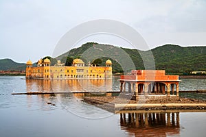 Jaipur, India. Jal Mahal palace in the evening