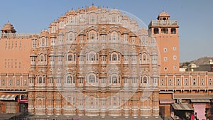 JAIPUR, INDIA - MARCH 20, 2019: afternoon wide angle view of hawa mahal palace in jaipur