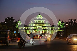 Albert Hall museum city palace at night in Jaipur