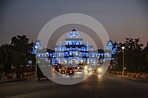 Albert Hall museum city palace at night in Jaipur