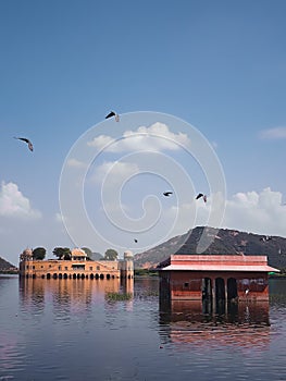 Jaipur, Rajasthan, India- September 27, 2020: Chandra mahal view from jantra mantra