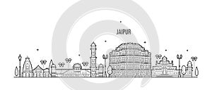 Jaipur skyline Rajasthan India city vector linear