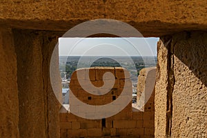 Jaisalmer Fort or Sonar Quila or Golden Fort, made of yellow sandstone, in the
