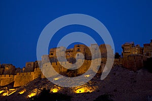 Jaisalmer in Rajasthan, India in the evening.