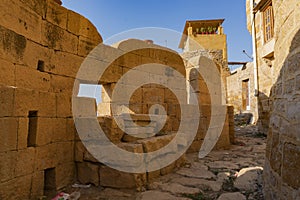 Jaisalmer,Rajasthan,India - October 15, 2019 : Jaisalmer Fort or Sonar Quila or Golden Fort, made of yellow sandstone, in the