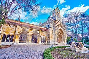Jak Chapel in Vajdahunyad Castle complex in Budapest, Hungary