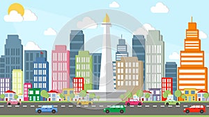 Jakarta City - Monas Cartoon Vector photo