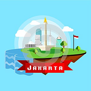 Jakarta City Scape Vector in Flat Style