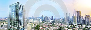 Jakarta city skyline with urban skyscrapers in the afternoon