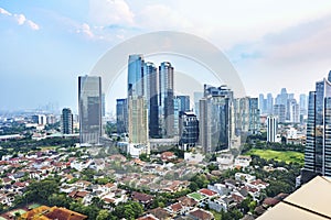 Jakarta city skyline with urban skyscrapers in the afternoon