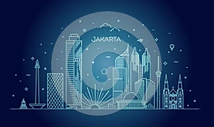 Jakarta Cityscape with Landmarks. Indonesia