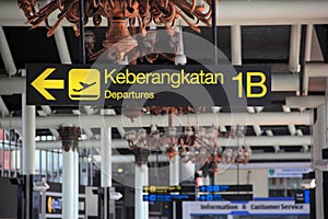 JAKARTA. May 27th, 2017. Departures sign board at Soekarno-Hatta International Airport