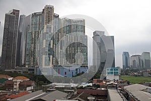 Jakarta skyscrappers and houses