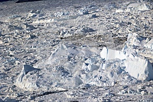 Jakobshavn Glacier also known as Ilulissat Glacier or Sermeq Kujalleq seen from an airplane