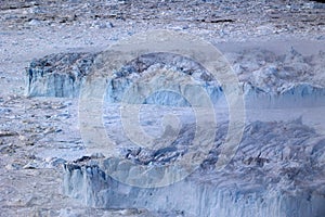 Jakobshavn Glacier also known as Ilulissat Glacier or Sermeq Kujalleq seen from an airplane