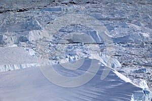 Jakobshavn Glacier also known as Ilulissat Glacier or Sermeq Kujalleq seen from an airplane