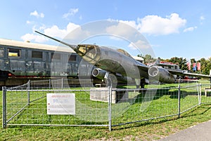 Fighter aircraft Jakovlev JAK-27, max. speed 2260 km h exhibited in Technical Museum Speyer, Germany