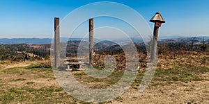 On Jakubovsky vrch hill in springtime Javorniky mountains in Slovakia