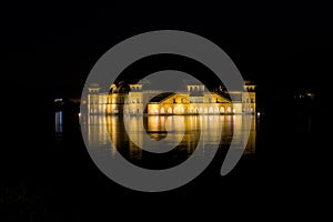 Jal mahal in the Man sagar lake at night