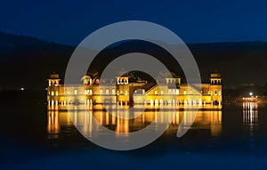 Jal Mahal in the middle of the Man Sagar Lake at Jaipur city, Rajasthan, India