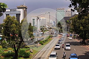 Jalan Medan Merdeka, in Jakarta on a sunny day, Indonesia