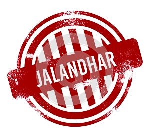 Jalandhar - Red grunge button, stamp photo